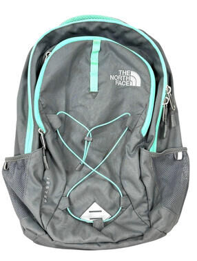 The North Face Jester Backpack Gray/Mint Green Padded Laptop Sleeve School Bag